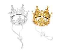 BAZEITFLOW 2pcs Pet Birthday Crown for Small Dogs and Cats Sparkling Animal Tiara Headwear Glitter Dog Cat Princess Party Hat Festive Crown for Pet Birthday Celebration and Photo Props