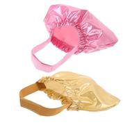 BAZEITFLOW 2pcs Pet Shower Caps for Cat and Dog, Waterproof Adjustable Strap Bath Ear Protectors, Reusable Swimming Ear Guards for Puppy and Kitten, Medium Size, Gold and Red