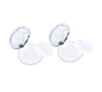 BAZEITFLOW 2pcs Portable Female Cosmetic Powder Boxes with Flip Lid and Elastic Mesh Sifter Refillable Loose Powder Cases for Makeup Foundation Storage Travel-friendly Compact Puff Containers