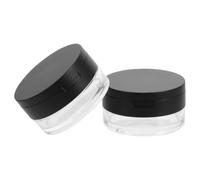 BAZEITFLOW 2pcs Portable Loose Powder Case with Puff and Mirror, Black Abs Travel Powder Container with Elastic Mesh Screen, Convenient and Spill-proof for Daily Use