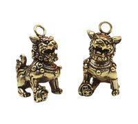 BAZEITFLOW 2Pcs Pure Copper Lion and Kirin Sculptures Chinese Style Mini Feng Shui Ornaments Home Desktop Decorations Symbolizing Wealth and Prosperity