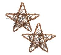 BAZEITFLOW 2pcs Rattan Wreath Ring DIY Vine Garland Craft Frame for Home Decor Small Star Shape Natural Vine Hoop for Bedroom Decoration