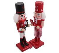 BAZEITFLOW 2pcs Red Nutcracker Ornaments Valentine's Day Desk Decor Decorative Nutcracker Figurines Thanksgiving Decor Seasonal Wooden Ornaments Christmas Party