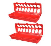 BAZEITFLOW 2PCS Red Pigeon Feeding Utensil Spill Food Trough for Small Birds Easy to Install and Clean Plastic Bird Cage Food Box