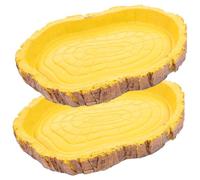 BAZEITFLOW 2pcs Resin Reptile Food Container and Water Dish Sturdy Small Feeding Basin for Turtles Lizards Snakes Terrarium Habitat Accessories