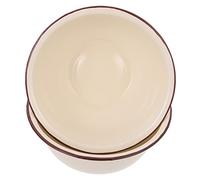 BAZEITFLOW 2Pcs Retro Enamel Bowl Deep Ivory White Vintage Style Household Enamelware Multi Use Thickened Food Bowls for Salad Soup Fruit Washing and Serving