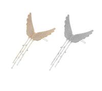BAZEITFLOW 2pcs Rhinestone Angel Wings Hair Clips with Tassels Elegant Side Barrettes for Unique Design for Straight Curly Braided Hairstyles Daily and Special Occasion Accessories