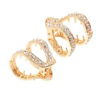 BAZEITFLOW 2pcs Secure Hold Rhinestone Claw Hair Clips for Short Hair Women Gold Barrettes High Ponytail Fixation Gentle Grip for Ladies