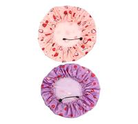 BAZEITFLOW 2pcs Shower Cap For Women Reusable Waterproof Double Layered Shower Caps Bonnet With Adjustable Elastic Strap For All Hair Lengths-ladies