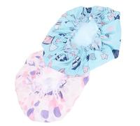 BAZEITFLOW 2Pcs Shower Caps with Elastic Band Reusable Bath Hats for Men Women and Breathable Satin Lined Hair Protection Bonnet Blue Underwater Purple Circles