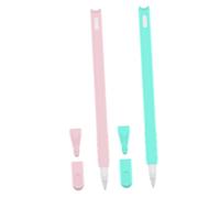 BAZEITFLOW 2Pcs Silicone Cat Head Pencil Case for Pencil Gen Cartoon Stylus Pen Covers in Pink and Mint Green Non-toxic Soft Sleeve Compatible with Ipad Stylus Accessories