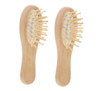 BAZEITFLOW 2pcs Small Wooden Hairbrush Mini Paddle Comb 12x4.5cm Detangling Scalp Massage Brush Portable Hair Care Accessories for Men Women Wet and Dry Hair