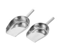 BAZEITFLOW 2Pcs Stainless Steel Ice and Grain Food Scoop Multi Purpose Kitchen Spade for Flour Nuts Beans Compact and Easy to Clean Flat Bottom Design