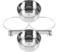 BAZEITFLOW 2Pcs Stainless Steel Parrot Food Feeder with Double Screw Holes 14X5.5Cm, Small Bird Feeding Cup for Indoor Cage, Parrot Water Cage Bowl and Bird Food Holder