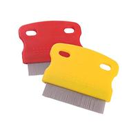 BAZEITFLOW 2Pcs Stainless Steel Pet Comb with Fine Toothed Grooming Needles for Cats and Dogs Hair and Flea Remover Comfortable Rounded Tips for Gentle Cleaning Random Color Random Color