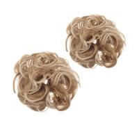 BAZEITFLOW 2pcs Synthetic Wavy Chignon Hairpiece Lightweight Messy Bun Extension for Women Natural Look Bright Color Hair Scrunchies Invisible Hair Bun for Daily Outfits and Special Occasions