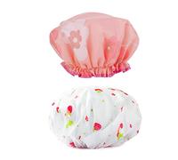 BAZEITFLOW 2pcs Thickened Elastic Shower Cap for Ladies Grey Turban Bath Hat Flower Pattern for Spa