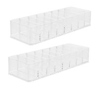 BAZEITFLOW 2pcs Transparent Divided Makeup Palettes Holder with Compartments Desktop Plastic Eyeshadow Organizer for Vanity Storage for Pressed Powder Lipstick Brushes and Cosmetic Tools