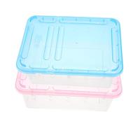 BAZEITFLOW 2pcs Transparent Reptile Feeding Boxes for Tortoise Gecko Breeding with Ventilation Vents Safe Material Suitable for Snail and Insect Containers Observation and Easy Cleaning