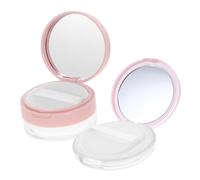 BAZEITFLOW 2pcs Travel Powder Containers with Mini Mirror Compact Makeup Storage Cases Elastic Mesh Design for Easy Application Multi Functional Loose Powder Dispenser Portable Cosmetic Case
