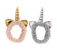 BAZEITFLOW 2pcs Unicorn Headbands Elastic Headband for Face Washing Unicorn Hair Hoop Sparkling Sequins for Boys and Girls Party Everyday Use