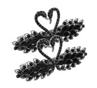 BAZEITFLOW 2Pcs Vintage Black Swan Rhinestone Hair Clips Spring Barrette Accessories for Women Elegant Half Up Hairstyle Decorative Bridal Hairpins