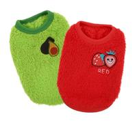 BAZEITFLOW 2pcs Warm Rabbit Vest Set for Small Pets, Washable Avocado Green Strawberry Red Bunny Clothes, Soft Cotton Blend for Holland Lop, Dwarf and Rabbits, Suitable for Indoor and Outdoor