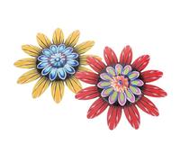 BAZEITFLOW 2Pcs Weatherproof Metal Flower Wall Decor Rustic Floral Sculpture Iron Art for Bedroom Living Office Outdoor Garden Patio with Easy Mount and Timeless Elegant Design