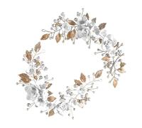 BAZEITFLOW 2Pcs White Soft Clay Flower Bridal Headpiece with Silver Alloy Leaves Wedding Hair Accessories for Brides Elegant Bridal Hair Ornaments Piece for Wedding