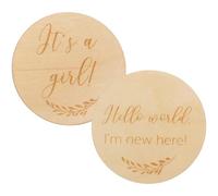 BAZEITFLOW 2Pcs Wooden Growth Cards, Round Photo Props, 10cm Diameter, 0.3cm Thickness, Newborn Commemorative Cards for Memory