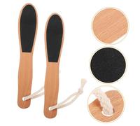 BAZEITFLOW 2PCS Wooden Handle Foot Files Callus Remover Dead Skin Remover Exfoliating Scrub Pedicure Tools for Men and Women Comfortable Grip