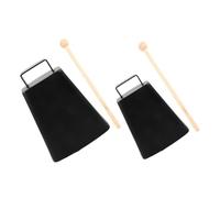 BAZEITFLOW 2sets Metal Iron Cowbell Percussion Instruments Cow Bells Noise Maker Jingle Stick for Drum Cheering Bell at Sporting Events