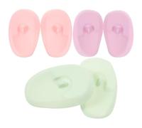 BAZEITFLOW 3 Pairs Reusable Silicone Hair Dye Ear Covers Soft Pastel Pink Purple Green Ear Muffs for Salon Hair Coloring Heat Resistant