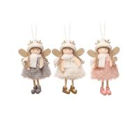BAZEITFLOW 3 Pcs Christmas Angel Pendants Hanging Tree Decorations Festival Party Ornaments White Pink Gray Gift for Home Hotel Bar Celebration