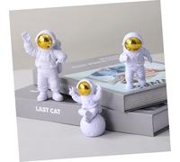 BAZEITFLOW 3 Pcs Small Gold Astronaut Figurines Space Themed Spacemen Sculptures Decorative Ornaments for Home Office Desk Bookshelf Display