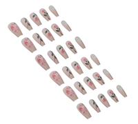 BAZEITFLOW 30 Pcs Butterfly Cat Eye Press On Nails for Women, Long Coffin Shape Reusable False Nail Art Set Colorful Hand-Painted Design, Suitable for Daily Wear and Special Occasions