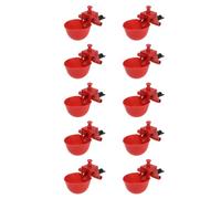 BAZEITFLOW 30pcs Automatic Adjustable Poultry Waterer Bowl 9.5mm Red Chicken Pigeon Goose Water Feeder with Black Screw Nut for Farm Use