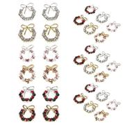 BAZEITFLOW 30pcs Christmas Nail Charms Bow and Garland Wreath Rhinestones for Holiday Manicure Lightweight Decorative Studs Jewels Easy to Apply and Remove Festive Nail Accessories for Xmas