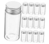 BAZEITFLOW 30pcs Clear Glass Tubes with Leakproof Lids Transparent Sample Vials for Capsules Powder Storage Heat-resistant Reusable Glass Test Tubes for Lab DIY and Travel Use