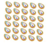 BAZEITFLOW 30Pcs Nail Studs Crystals Rhinestone Gems for Manicure DIY Nail Decoration Alloy Waterdrop Shape for Women Suitable for Crafts Phone Embellishment