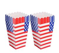 BAZEITFLOW 36 Pcs Popcorn Boxes Patriotic Independence Day Design, Foldable Paper Party Popcorn Treat Boxes for Family Gatherings and Large-scale Events Featuring Vibrant American Flag Theme