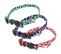 BAZEITFLOW 3Pcs Adjustable Cat Collar Breathable Necktie with Bell Durable Cozy for Kittens for Parties Weddings and Daily Wear Green Red Navy