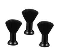 BAZEITFLOW 3pcs Black Neck Duster Brush for Hair Cutting and Cleaning Long Bushy Bristles Lightweight Hairdressing Tool for Barber Shops and Salons