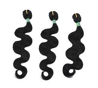 BAZEITFLOW 3pcs Brazilian Body Wave Hair Bundles Synthetic Fake Hair Extensions for Women Durable Toss Resistant Reusable for Party Wedding Daily Styling