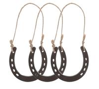 BAZEITFLOW 3pcs Cast Iron Horseshoe Wall Decor Brown Rustic Lucky Horseshoe Wall Hanging with Jute Rope for Home, Wedding, Cowboy Party Decorations