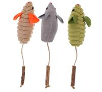 BAZEITFLOW 3pcs Catnip Mouse Toys for Indoor Cats Interactive Chew Toy with Silver Vine Berry in Grass Green Grey and Beige for Kittens