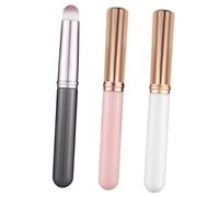 BAZEITFLOW 3pcs Concealer Lip Brushes with Protective Caps Soft Synthetic Bristles for Precise Application of Liquid Cream Powder Makeup Travel-friendly Mini Facial Makeup Tools in Purple