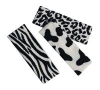 BAZEITFLOW 3pcs Elastic Knitting Makeup Headbands with Zebra and Cow Print Patterns, Fine Workmanship, White Colour, for Cosmetic and Spa Use by Women