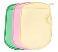BAZEITFLOW 3pcs Exfoliating Bath Gloves with Deep Scrubbing Texture for Body Legs Arms Washable Shower Mitts in Pink Green Yellow for Enhanced and Pore Cleansing