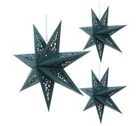 BAZEITFLOW 3pcs Foldable Origami Star Paper Lanterns Lampshade Light Covers for Christmas Holiday Wedding Birthday Party Decoration Green